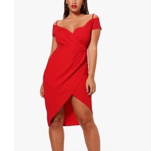 Red boohoo plus size dress
